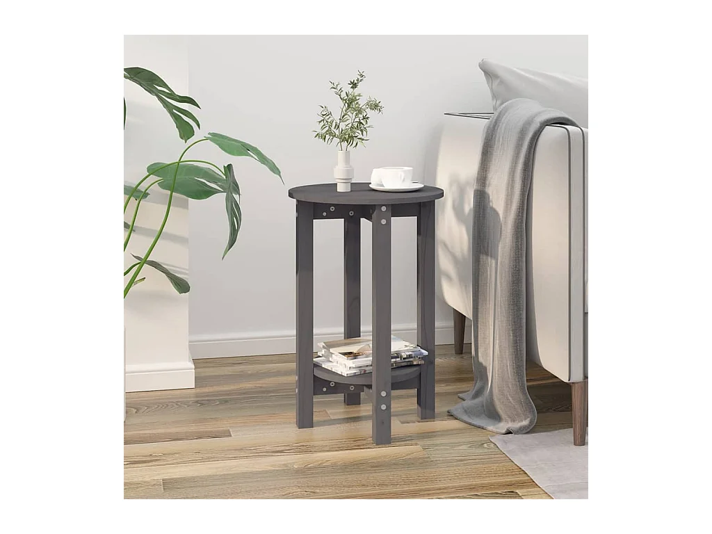 Table basse Gris Ø 40x60 cm Bois massif de pin