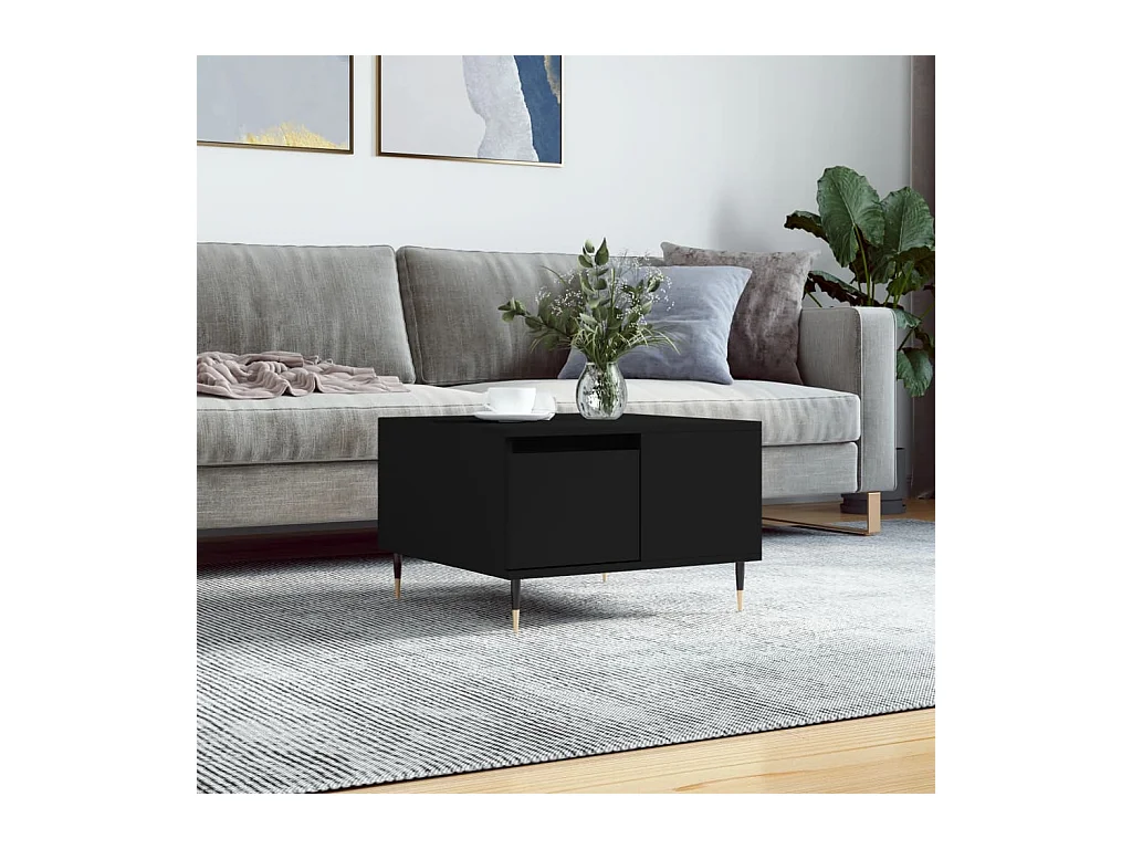 Table basse noir 55x55x36,5 cm bois d'ingénierie