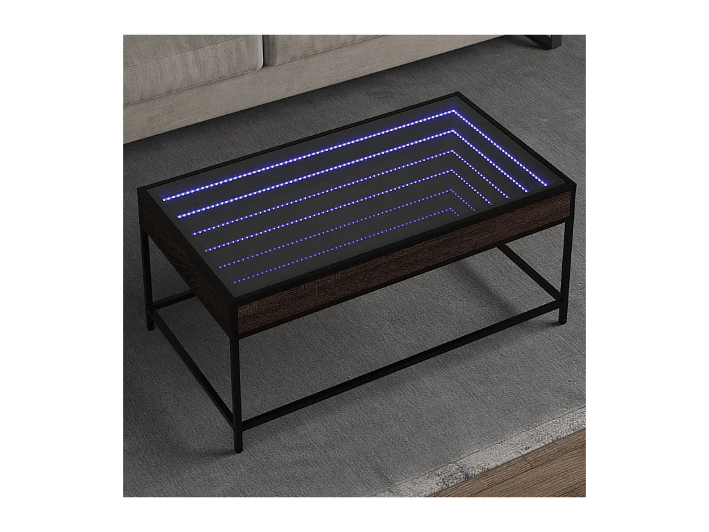 Tavolino con LED Infinity rovere marrone 90x50x41 cm