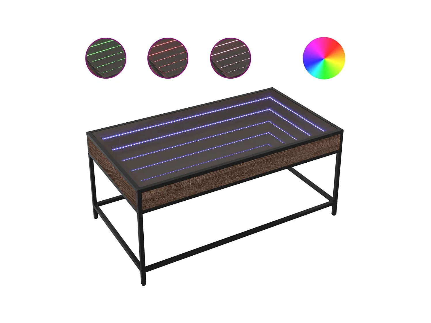 Tavolino con LED Infinity rovere marrone 90x50x41 cm