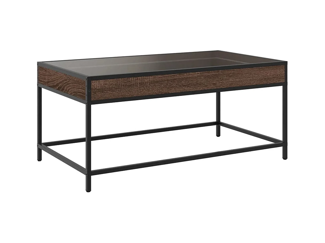 Tavolino con LED Infinity rovere marrone 90x50x41 cm