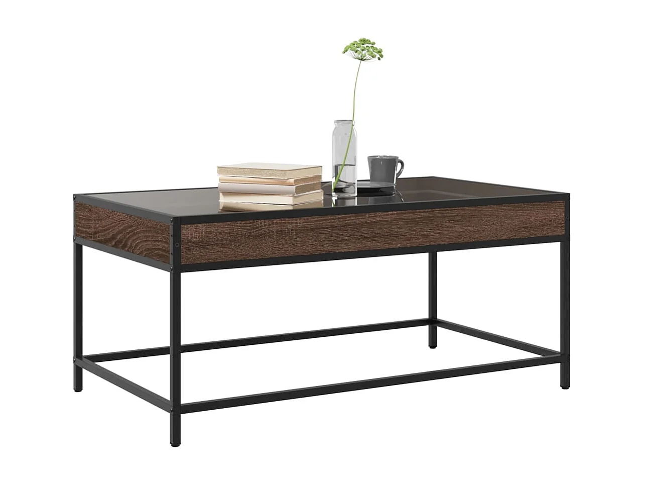 Mesa de centro con LED Infinity roble marrón 90x50x41 cm