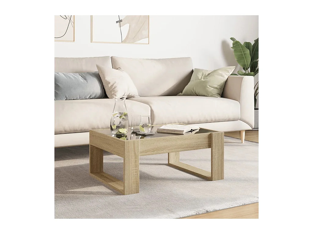 Table basse avec LED infini chêne sonoma 70x53x30 cm