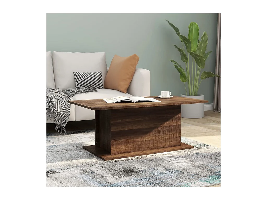Table basse chêne marron 102x55,5x40 cm bois d'ingénierie