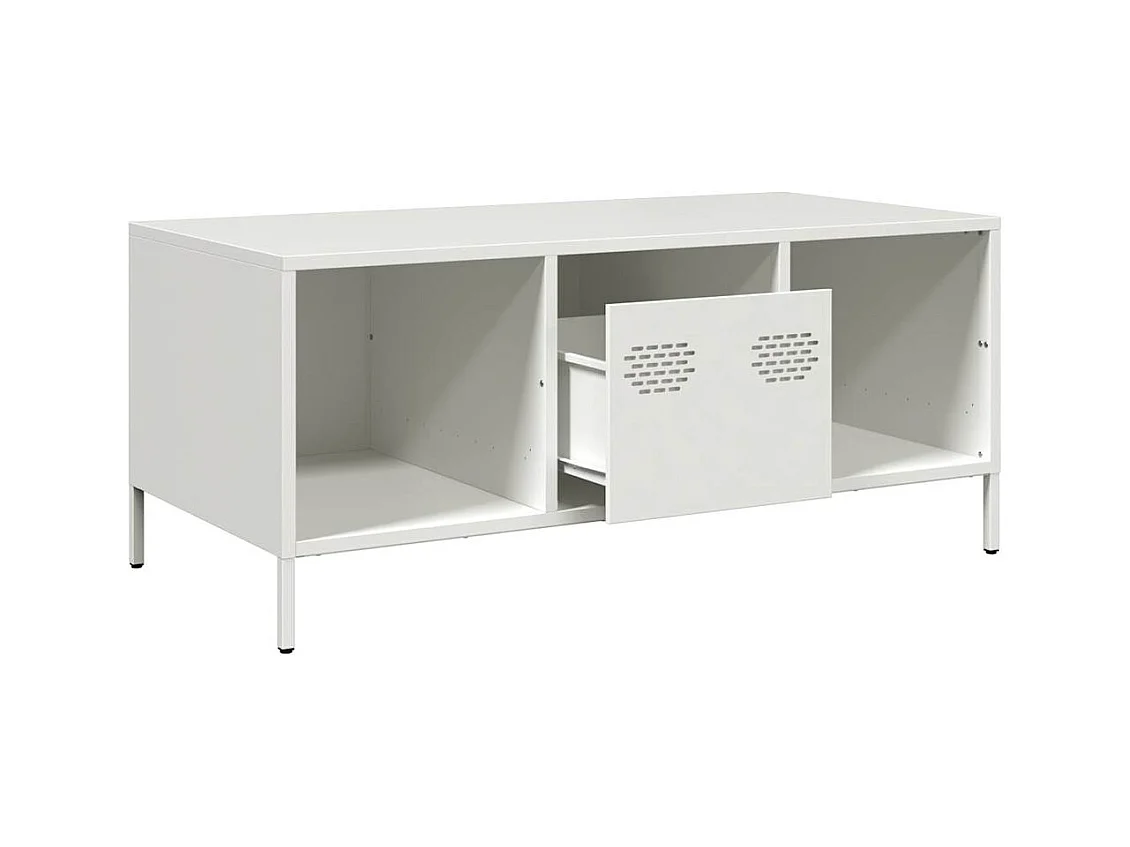 Table basse blanc 101,5x50x43,5 cm acier laminé à froid