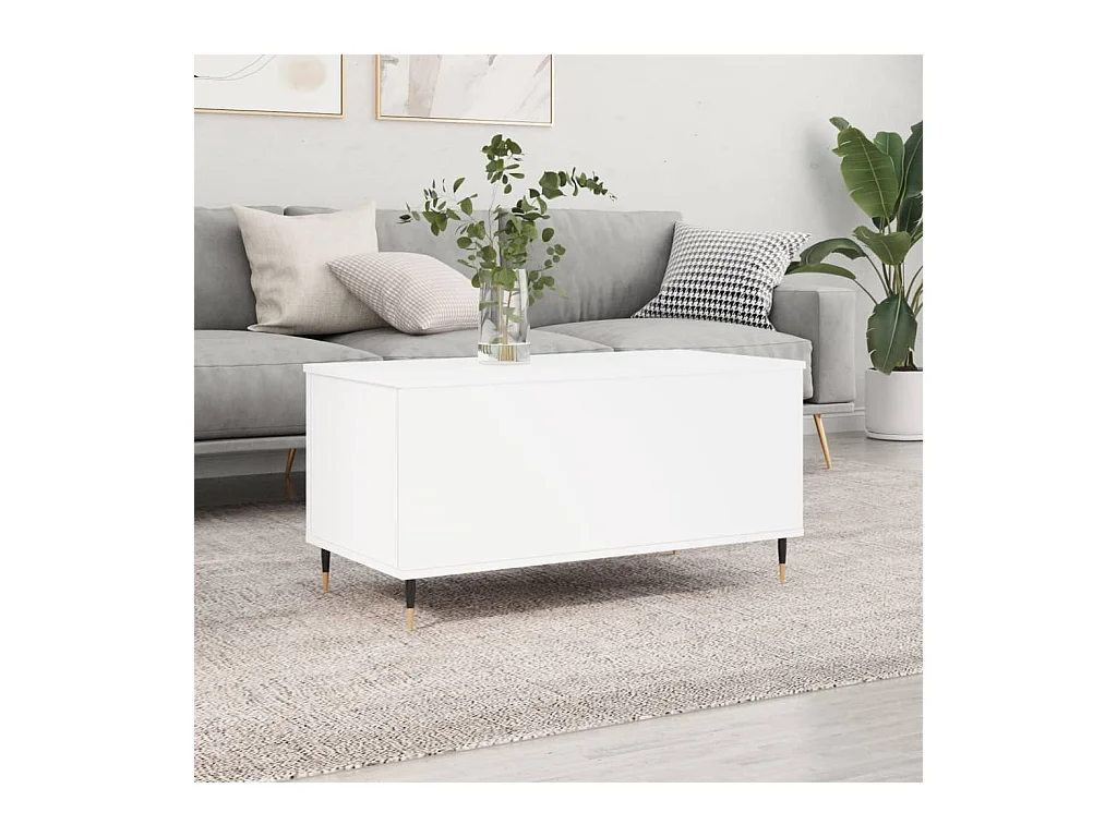 Table basse Blanc 90x44,5x45 cm Bois d'ingénierie
