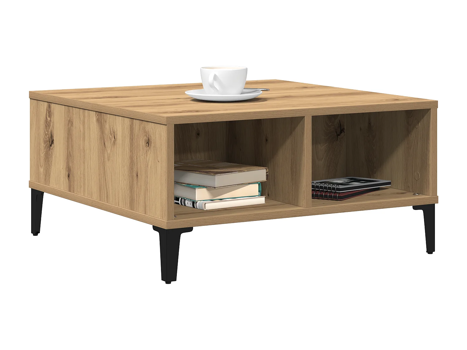 Table basse Artisan en chêne 60x60x30 cm en bois d'ingénierie