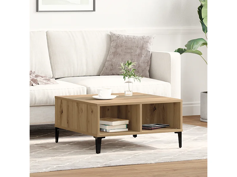 Artisan Eiken Salontafel 60x60x30 cm Bewerkt Hout