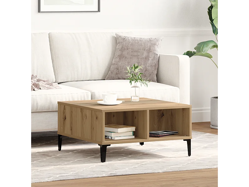 Table basse Artisan en chêne 60x60x30 cm en bois d'ingénierie