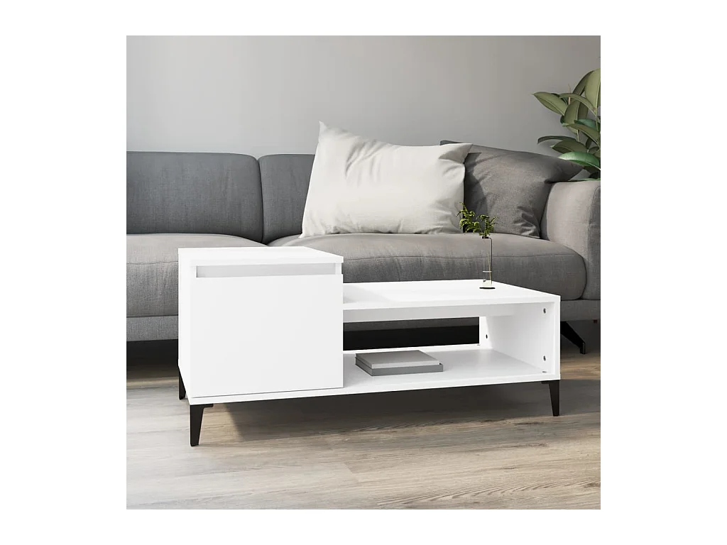 Table basse Blanc 100x50x45 cm Bois d'ingénierie