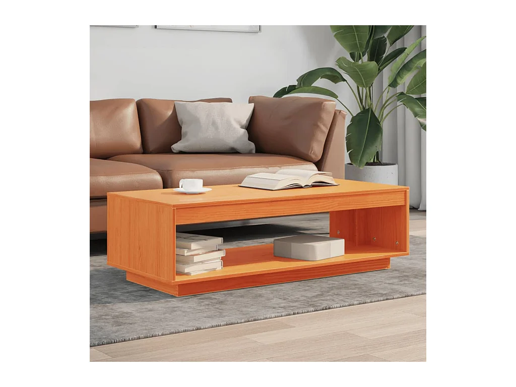 Table basse cire marron 110x50x33,5 cm bois massif de pin