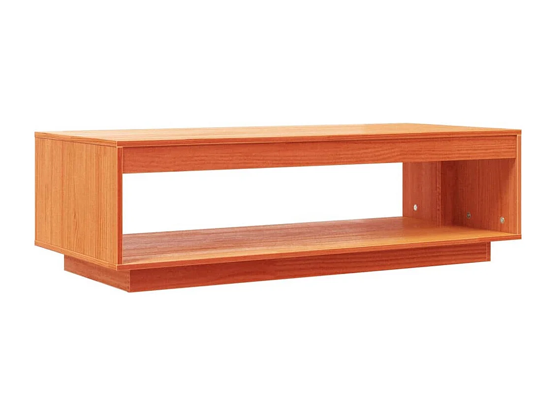 Mesa de centro encerada marrón 110x50x33,5 cm madera maciza de pino