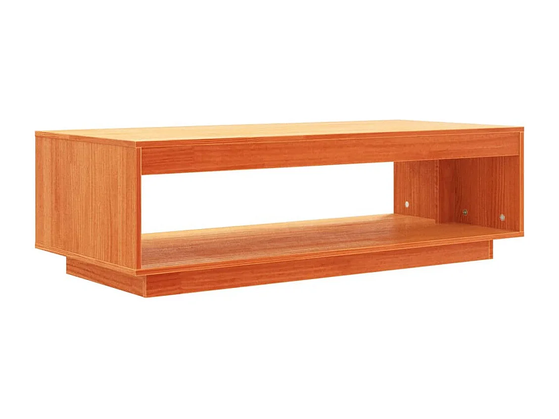 Mesa de centro encerada marrón 110x50x33,5 cm madera maciza de pino