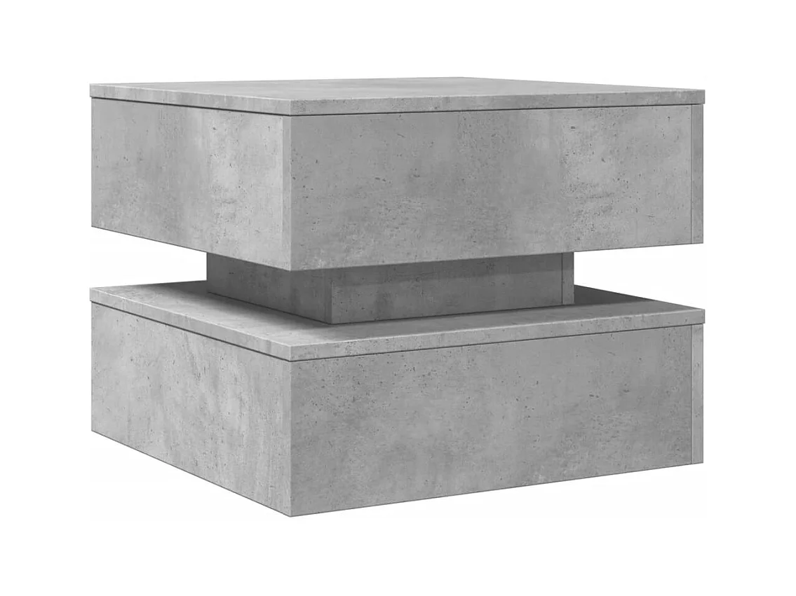 Table basse avec lumières LED gris béton 50x50x40 cm