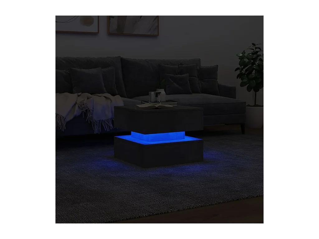 Table basse avec lumières LED gris béton 50x50x40 cm