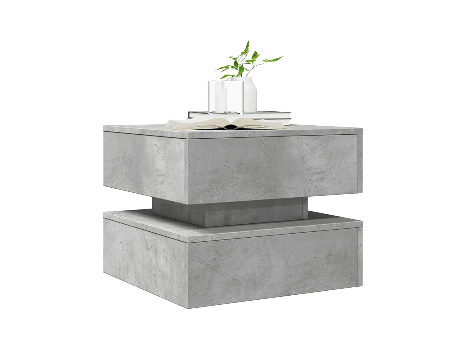 Table basse avec lumières LED gris béton 50x50x40 cm