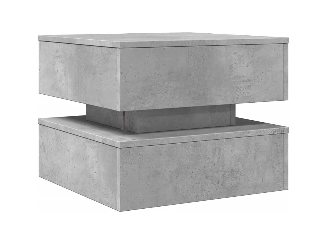 Table basse avec lumières LED gris béton 50x50x40 cm