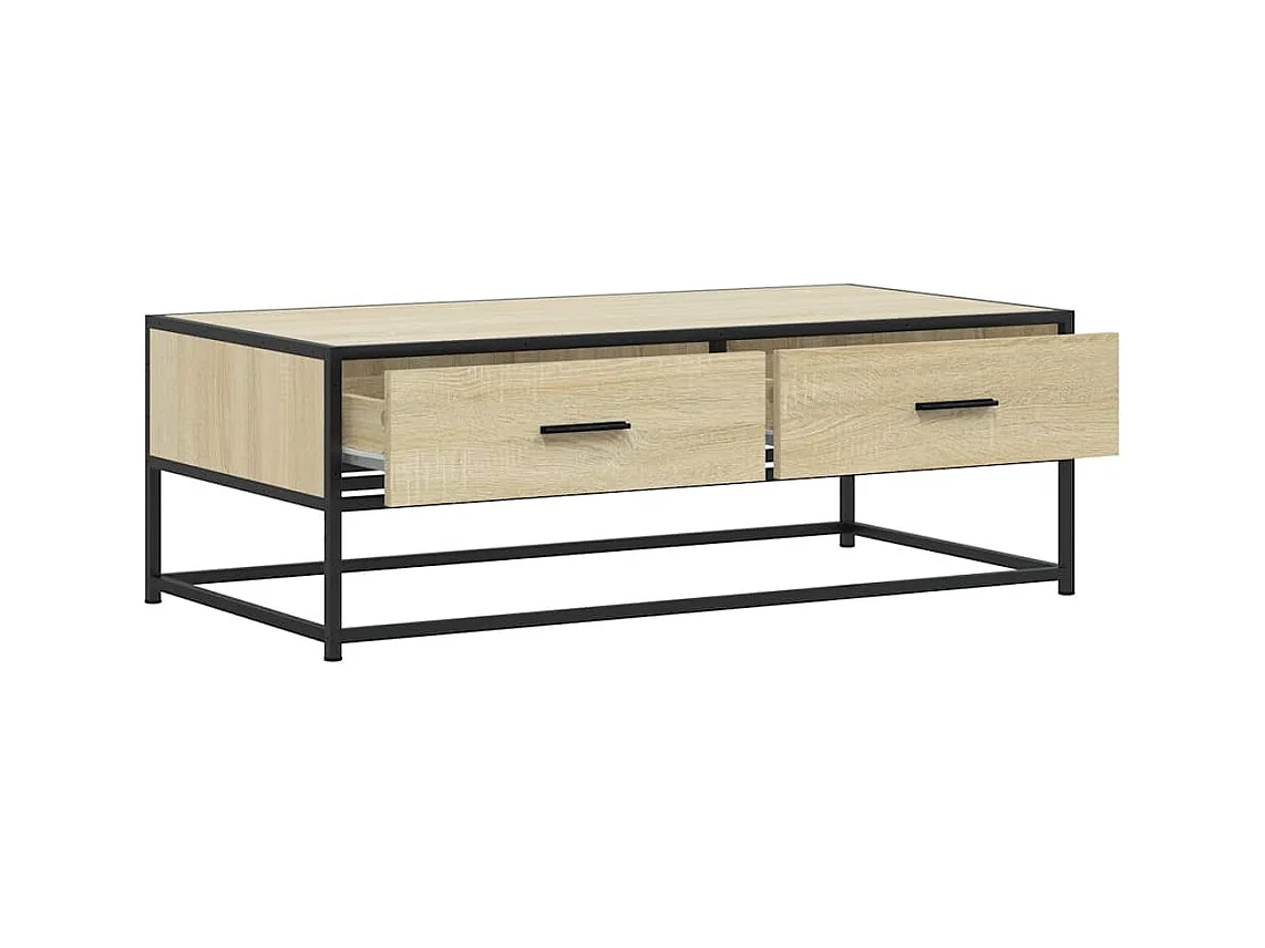 Mesa de centro de roble Sonoma 100x50x35cm madera de ingeniería y metal