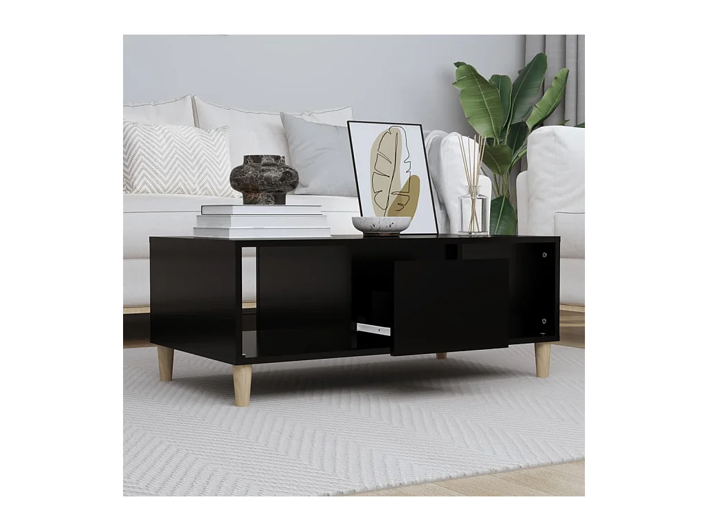 Table basse Noir 90x50x36,5 cm Bois d'ingénierie
