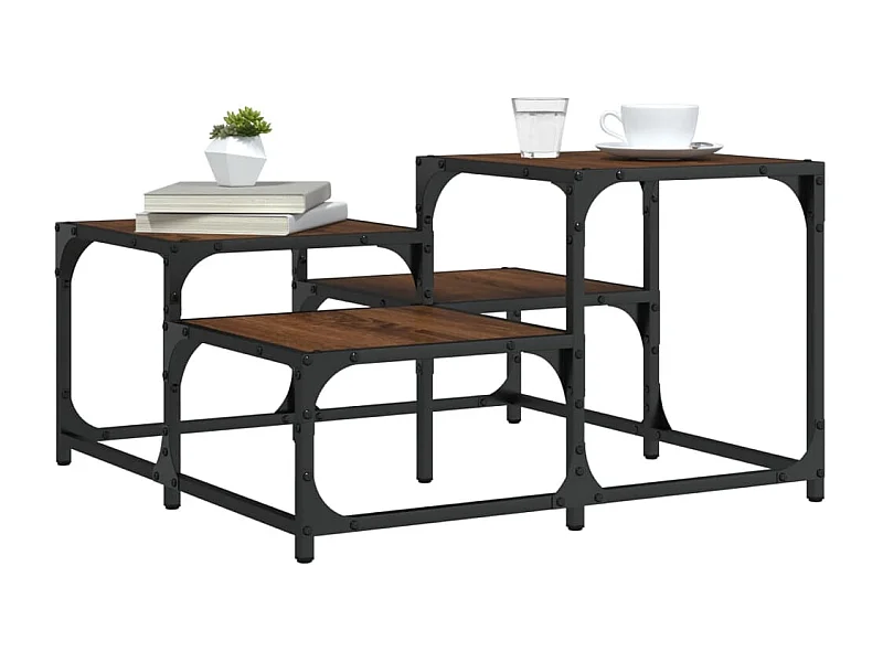 Tavolino da caffè in rovere marrone 68x68x40 cm in legno ingegnerizzato