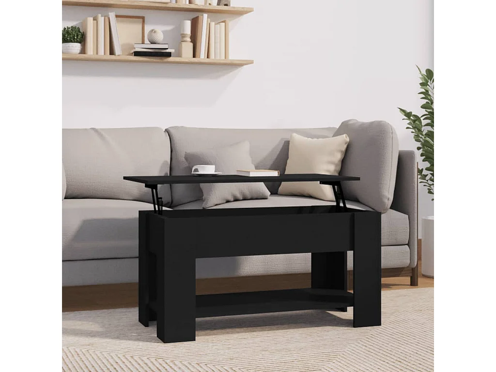 Mesa de centro negra 101x49x52 cm madera de ingeniería