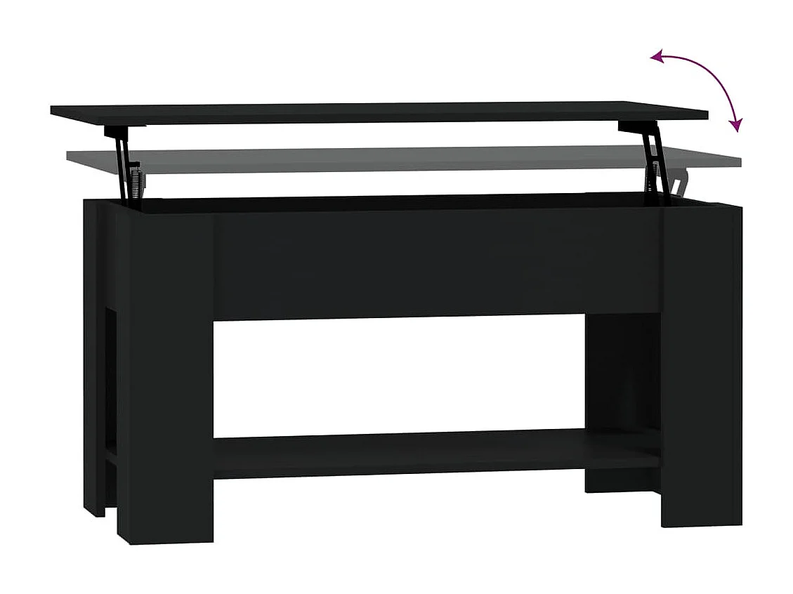 Mesa de centro negra 101x49x52 cm madera de ingeniería