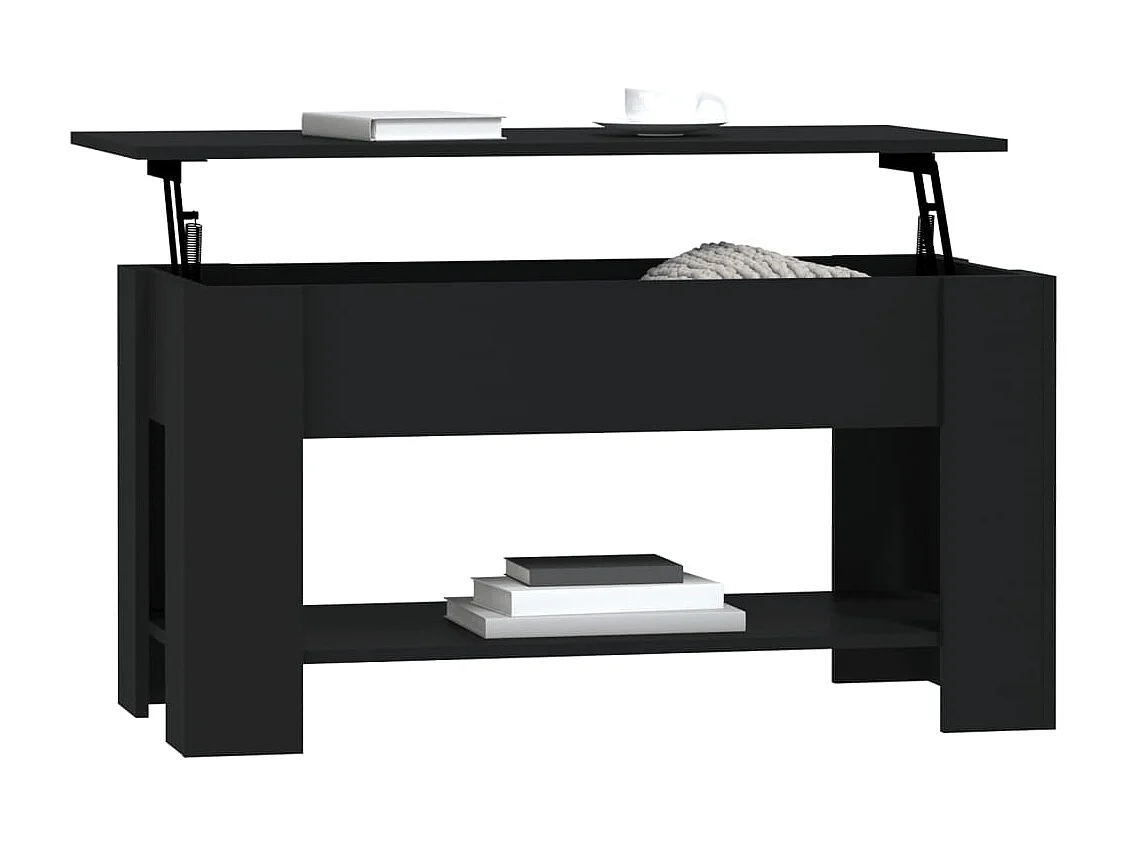 Mesa de centro negra 101x49x52 cm madera de ingeniería