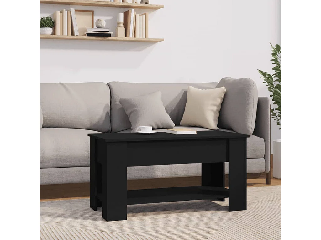 Mesa de centro negra 101x49x52 cm madera de ingeniería