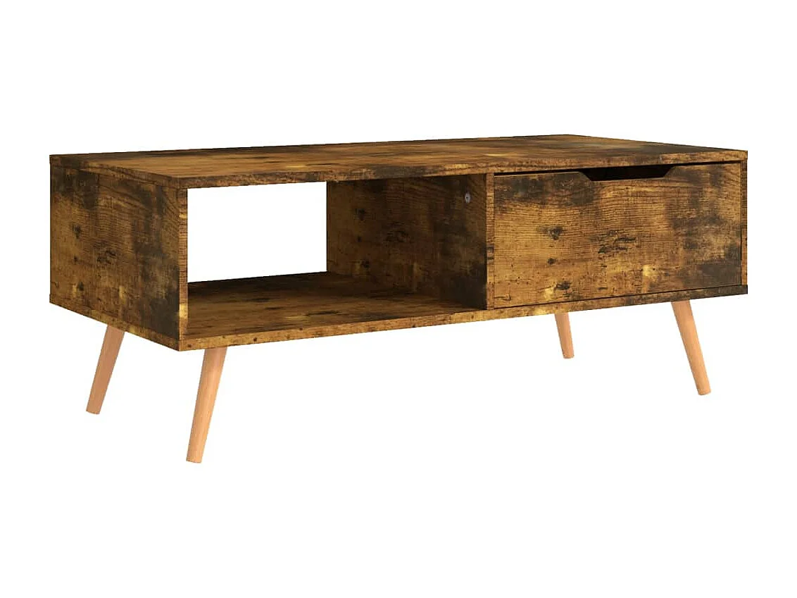 Gerookte eiken salontafel 100x49,5x43 cm bewerkt hout