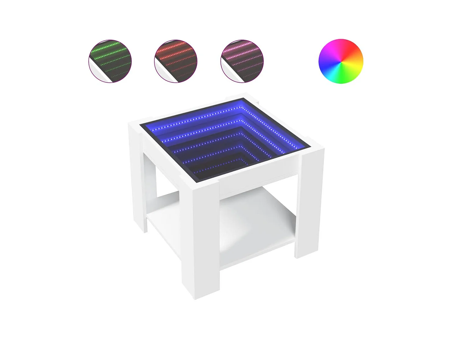 Couchtisch mit weißer LED 53x53x45 cm Holzwerkstoff