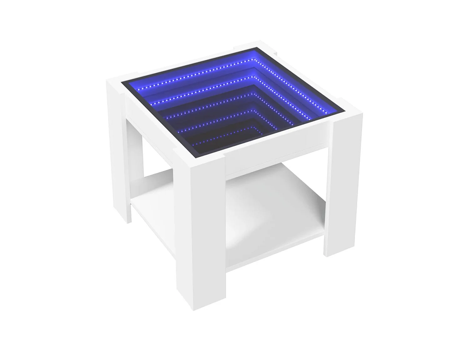 Couchtisch mit weißer LED 53x53x45 cm Holzwerkstoff