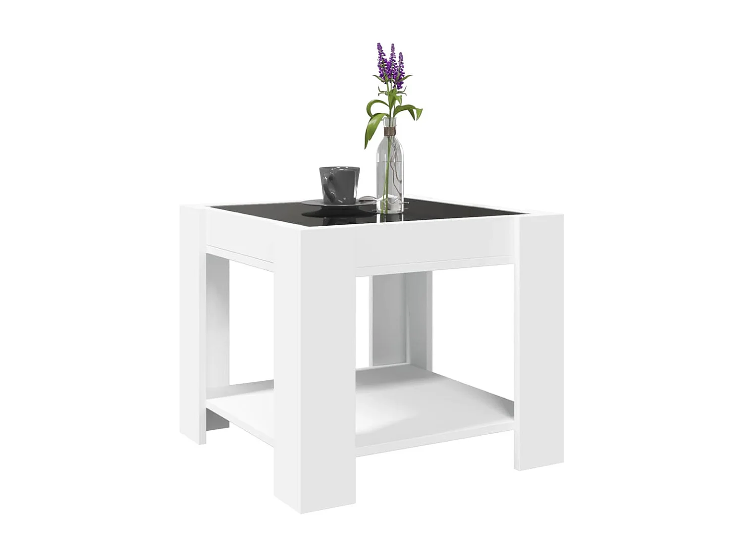 Couchtisch mit weißer LED 53x53x45 cm Holzwerkstoff