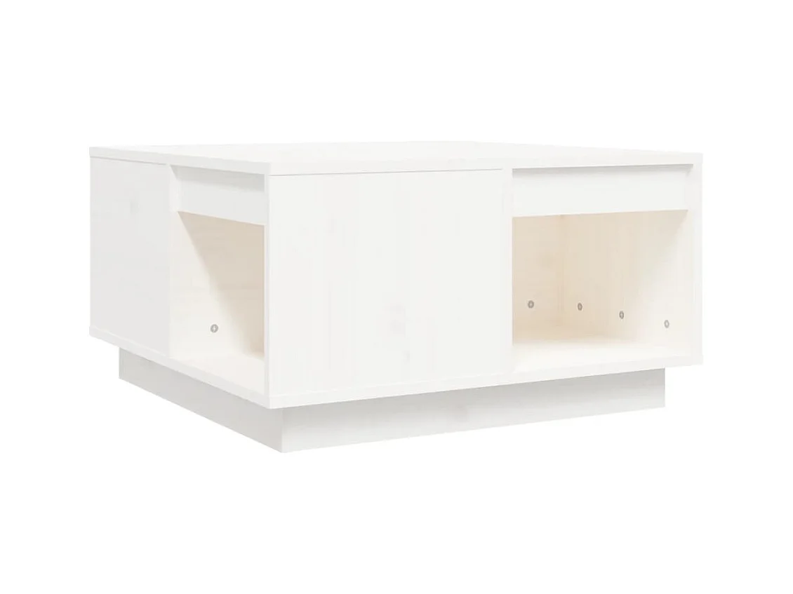 Tavolino da caffè Bianco 60x61x32,5 cm Legno di pino massello