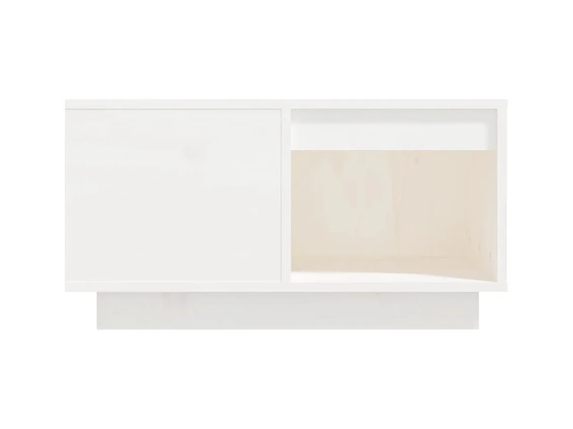 Tavolino da caffè Bianco 60x61x32,5 cm Legno di pino massello