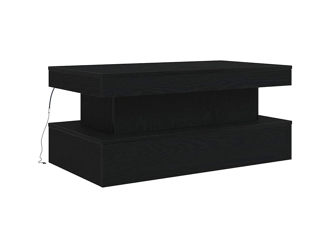 Table basse avec lumières LED chêne noir 90x50x40 cm