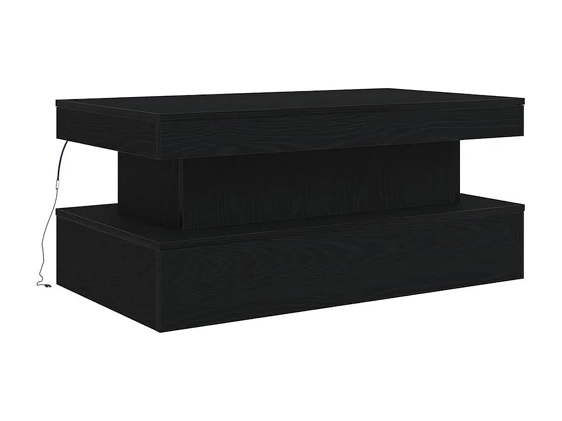 Table basse avec lumières LED chêne noir 90x50x40 cm