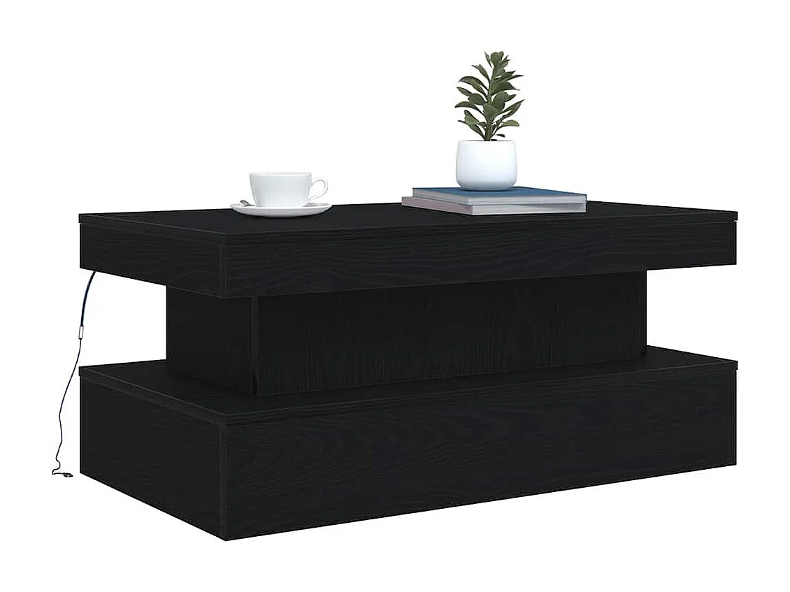 Couchtisch mit LED-Leuchten schwarze Eiche 90x50x40 cm