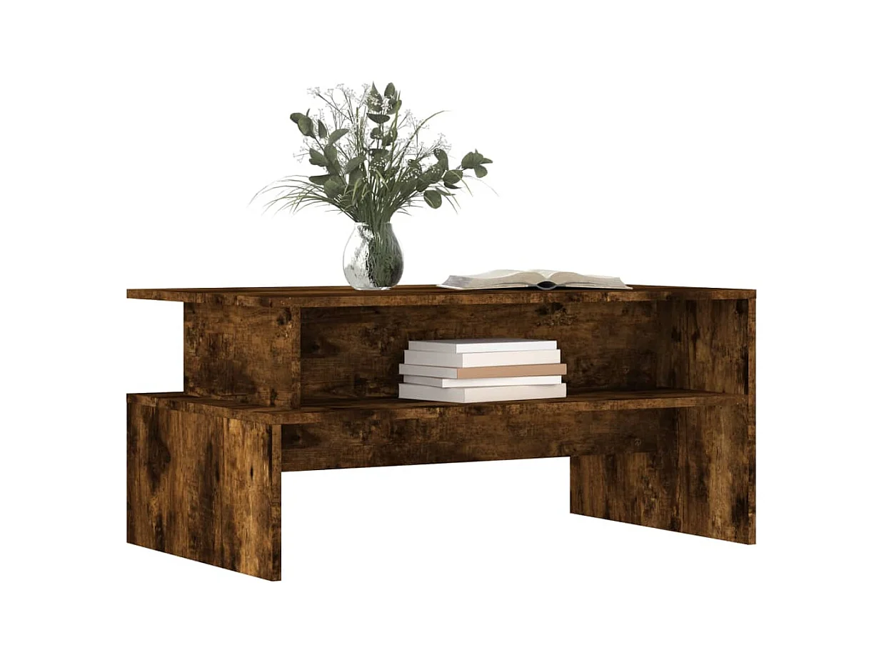 Table basse chêne fumé 90x55x42,5 cm bois d'ingénierie