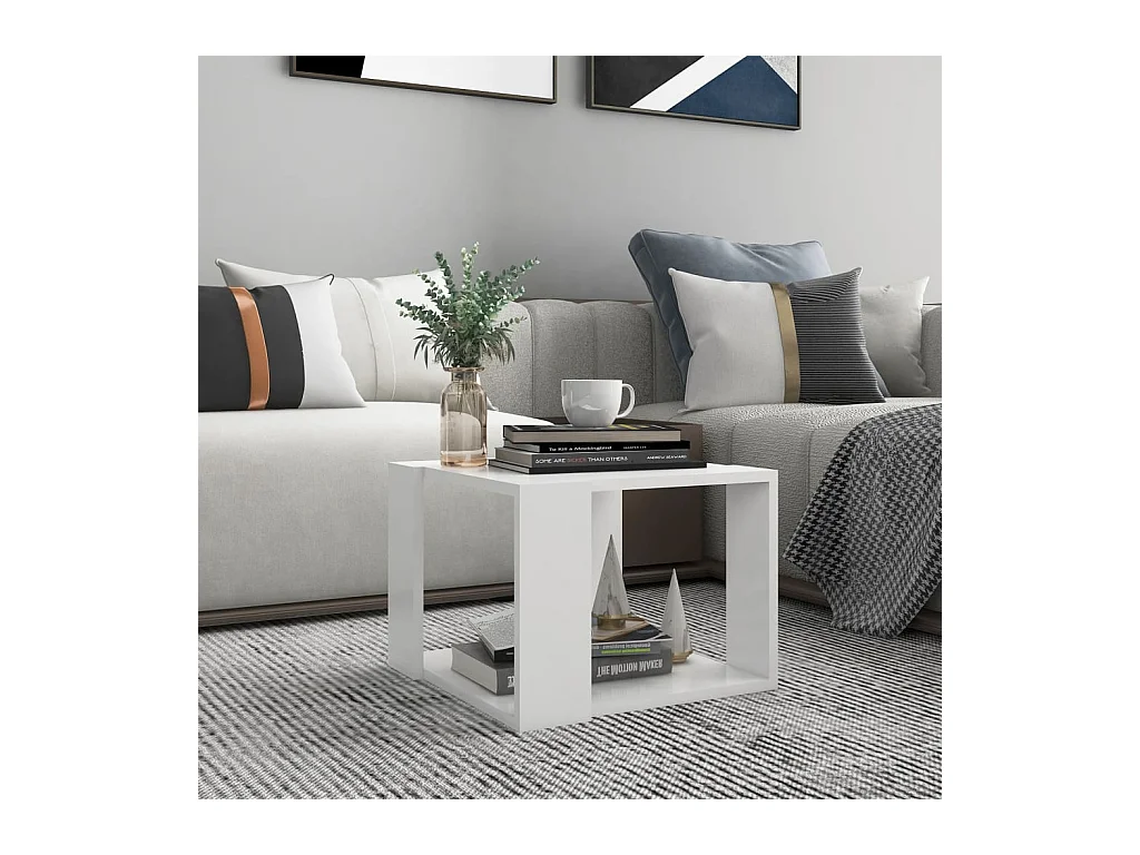 Table basse Blanc 40x40x30 cm Bois d'ingénierie