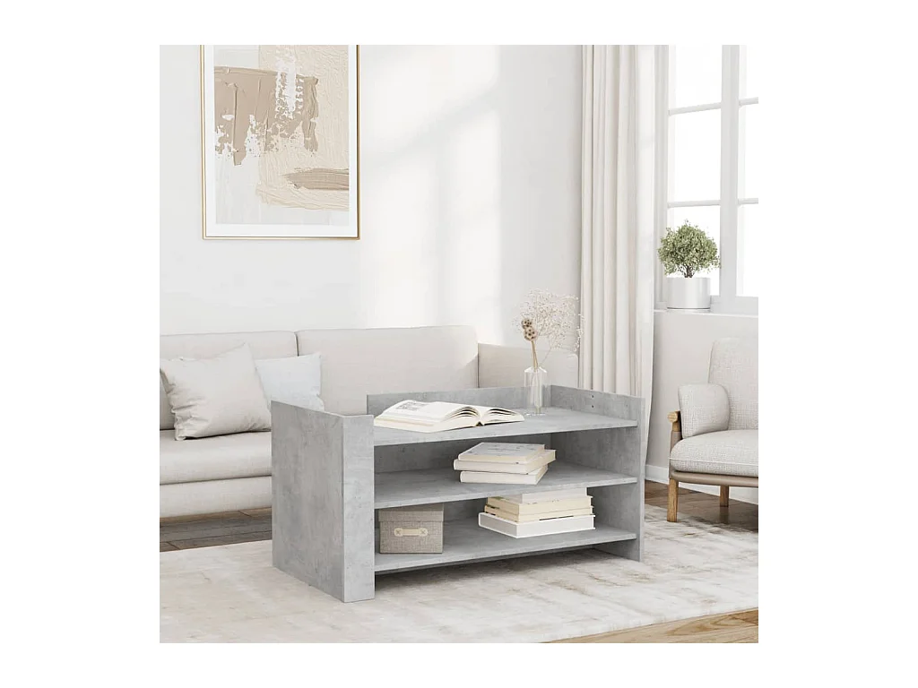 Table basse gris béton 100x50x50 cm bois d'ingénierie