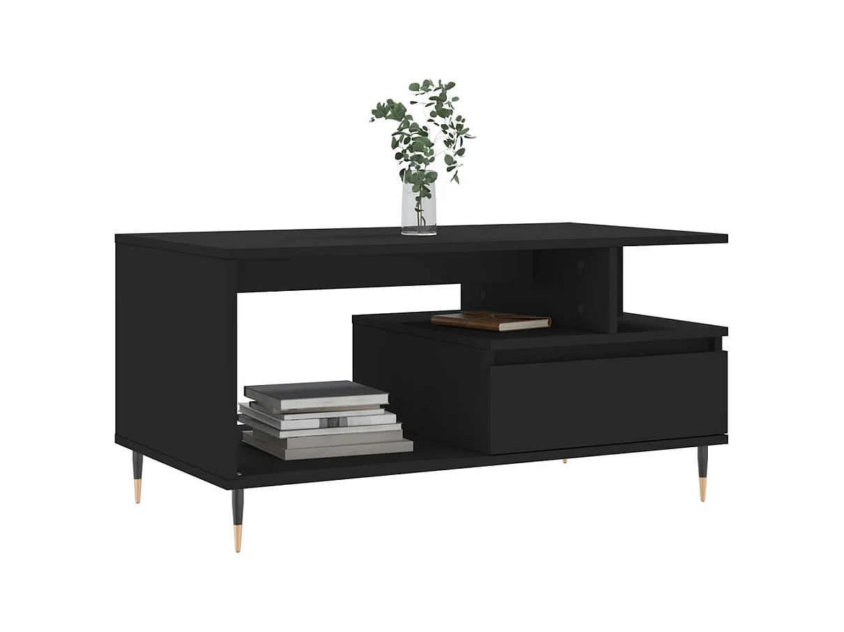 Table basse Noir 90x49x45 cm Bois d'ingénierie