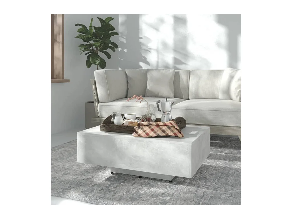Betongrijze salontafel 85x55x31 cm bewerkt hout