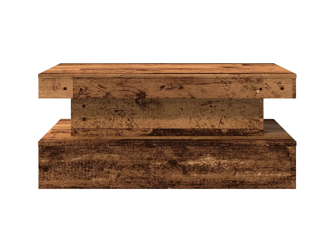 Table basse avec lumières LED vieux bois 90x50x40 cm