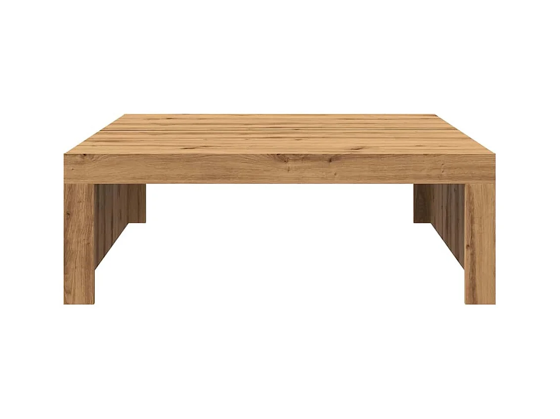 Table basse chêne artisanal 100x100x35 cm bois d'ingénierie
