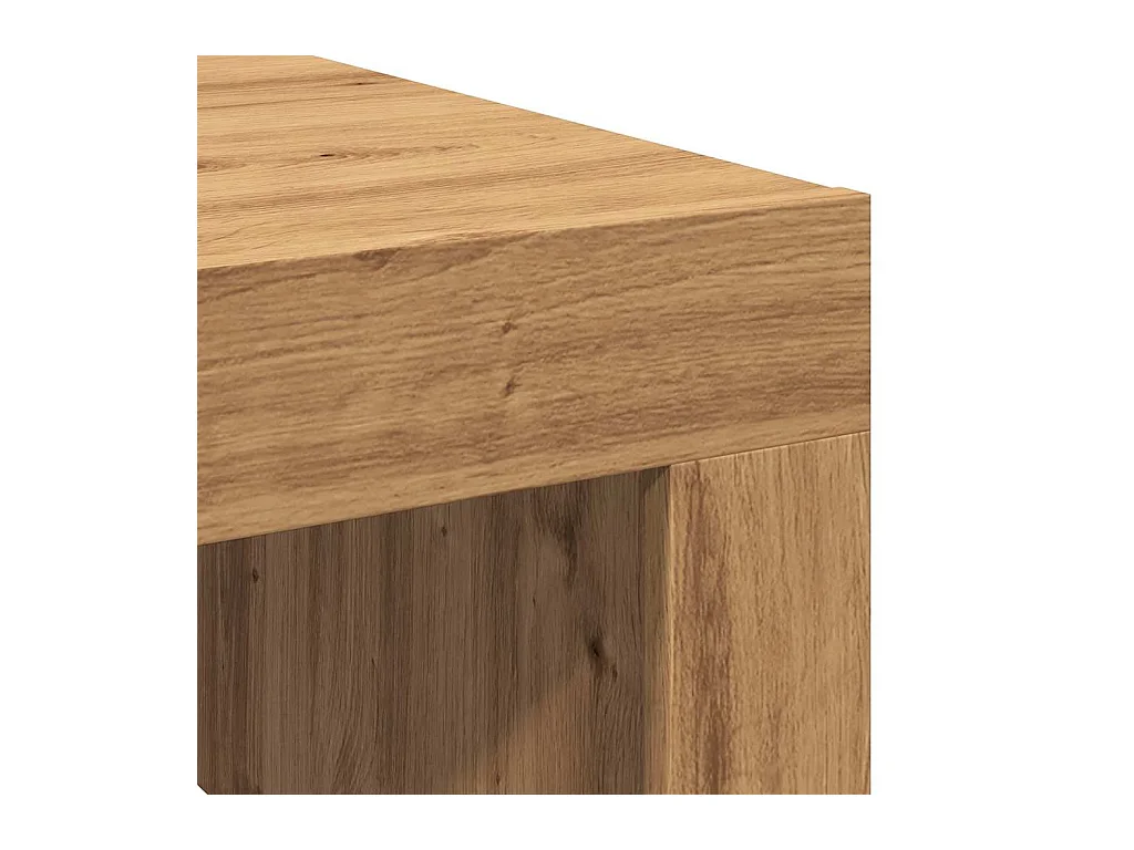 Table basse chêne artisanal 100x100x35 cm bois d'ingénierie