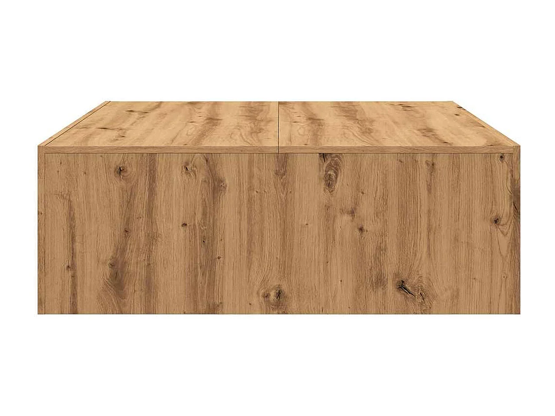 Table basse chêne artisanal 100x100x35 cm bois d'ingénierie