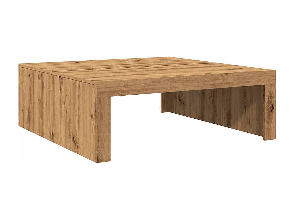 Table basse chêne artisanal 100x100x35 cm bois d'ingénierie