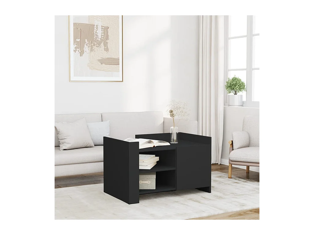 Table basse noir 80x50x50 cm bois d'ingénierie