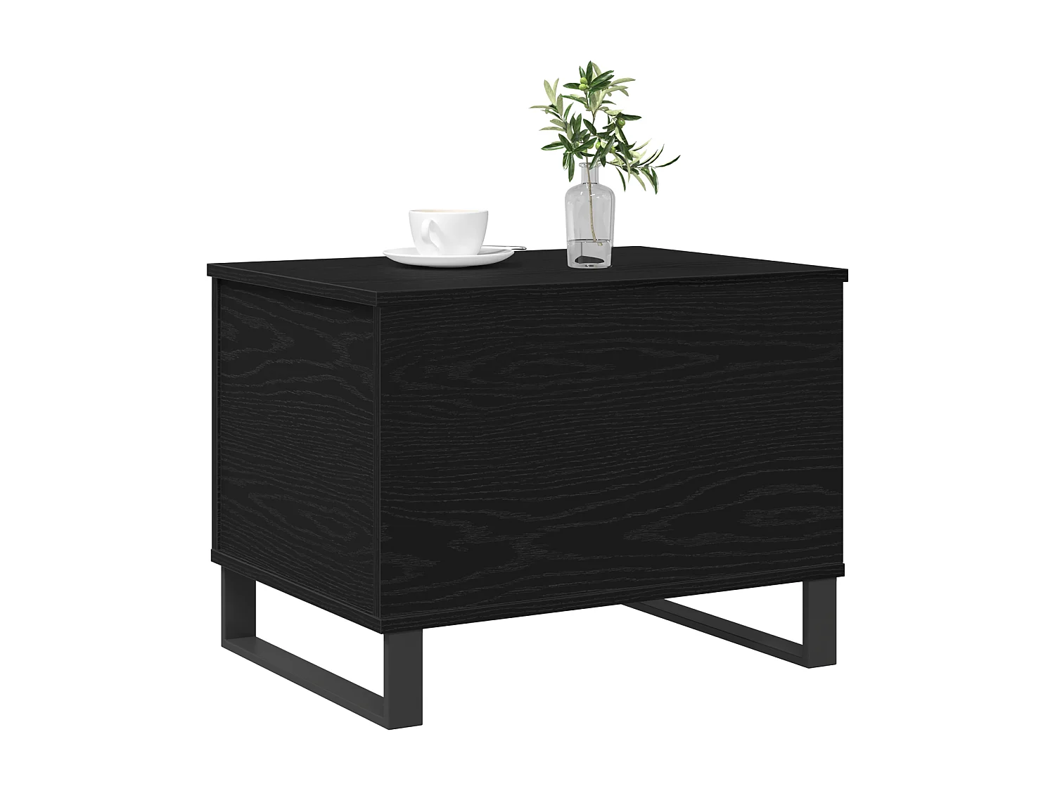 Table Basse Avec Plateau Relevable Noir Chêne 60x44,5x45 cm Bois d'ingénierie