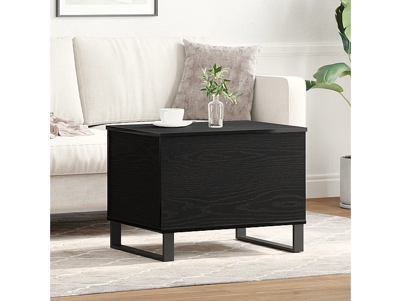 Table Basse Avec Plateau Relevable Noir Chêne 60x44,5x45 cm Bois d'ingénierie